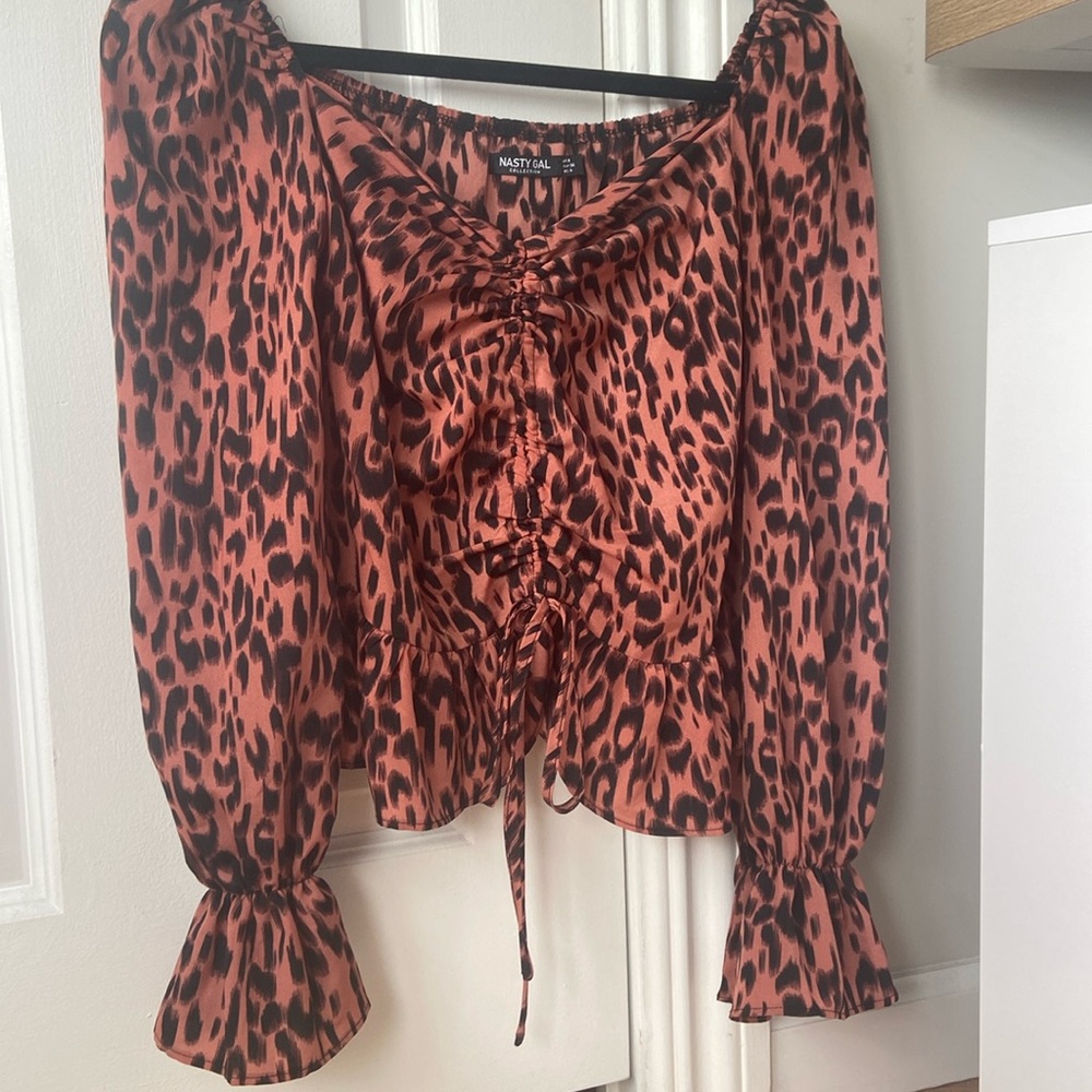 Nasty Gal Red Leopard/Cheetah Top